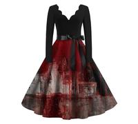 TOFOTL Costume Halloween Adulte Deguisement Sorciere Femme Déguisement Adulte Robe Déguisement Gothique Diablesse Vêtements Adolescente Femme Sorciere Citrouille Robe Halloween Pastèque rouge XXL