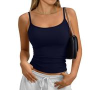TOFOTL Débardeur Nageur Spaghetti Paillette Amincissant Crop Camisole de Force Bain Yoga Dos Lot de Debardeur Femme sans Manches Carré Tunique sans Manches Femme Été Dark Blue XS