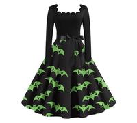 TOFOTL Deguisement Citrouille Adulte Deguisement Halloween Femme Adolescente Gothique Renaissance Femmes Robes Diablesse Couple Horreur Sorcière Vêtements Robe de Mariée Halloween Vert Armée S