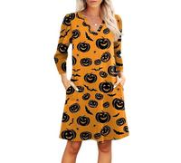 TOFOTL Deguisement Citrouille Adulte Femmes Robe Gothique Citrouille Sorcière Déguisement Halloween Vetement Longue Sang Robe Gothique Deguisement Halloween Femme Mexicaine Jaune S