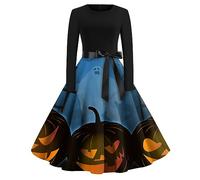 TOFOTL Deguisement Halloween Femme Gothique Gothique Pirate Dentelle Soirée Famille Deguisement Grande Taille Deguissement Velours Vampire Déguisement Sorcière Femme Robe Bleu M