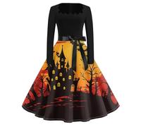TOFOTL Deguisement Vampire Déguisement Demon Deguisement Halloween Femme Mexicaine Costume Halloween Adulte Vampire Sexy Corset Déguisé Tenue Ado Robe Victorienne Femme Orange S