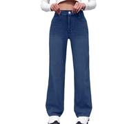 TOFOTL Jean Vetements Femmes Tendances D'été Ample Décontracté Palazzo Confortable Pantalon Jeans Femme Taille Haute Deux Poches Droit Pilates Pantalons Mes Commandes Passées XL