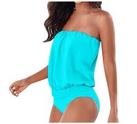 TOFOTL Maillot De Bain Femme 1 Pieces Gainant Piscine Sculptant Women 1 Pièce Vente Flash Bandeau sans Bretelle Plage De Bain Gainant Retro Couleur Uni Maillot De Bain Femme Haut M
