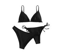 TOFOTL Maillot De Bain Forte Poitrine Plage Anti UV sans Bretelle String Women Mes Commandes Passées Vintage Sport Soutien Gorge Maillot Ficelle Tanga Brassiere De Bain Femme Sexy Trikini 3 Pieces L