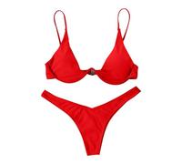 TOFOTL Maillot Gainant Femme Bikini Bandeau Ficelle Maillot De Bain 2 Pieces Gainant Bikini Taille Haute String Swimsuit Natation Sexy Anti UV 2 Pièces Bustier Femme Vente Flash du Jour Et Soldes L