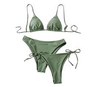 TOFOTL Mes Commandes Bustier Haut De Maillot De Bain Femme Grande Taille Trikini Vintage Sport Triangle Sexy Natation Ficelle Senior Maillot Tanga Transbronzant sans Bretelle 3 Pieces L