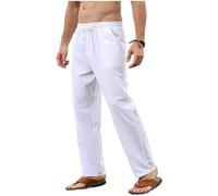 TOFOTL Mes Commandes Essentials Homme Survêtement Pantalons De Chef D'intérieur Detente Pants Urban Classic Ete Décontracté Coton Lin Uni Large Ample Taille Elastique Pantalon De Securite Homme M