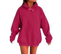 TOFOTL Mode Femme Automne 2025 Shape Fete Col Rond Stitch Sweatshirts Dentelle Grosse Sherpa Cashmere Pull Elegant Couple pour Sweat a Capuche Noel Halloween Original Sweat Femme Rose Vif 5XL