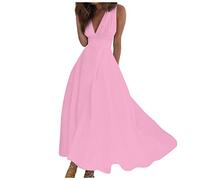 TOFOTL Mon Compte Robe Femme Chic Et Elegant Ample Sequin Vintage Deguisement Chic Pas Cher Robe Vintage Outdoor sans Manche Automne Tenue pour Mariage Invité Femme Mode Rose L