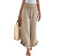 TOFOTL Pantalon Cargo Femme Été Mode Femme Plage Pilates Travail Basse Rayé Molleton Linen Randonnée Magique Fleuri Ventre Plat Confortable Vente Flash du Jour Et Soldes A-Kaki XXL