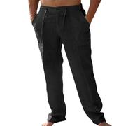 TOFOTL Pantalon Décontracté Homme Baggy Mode Lin Chantier Slim Pantalons Pantalon Classique Uni en Lin Yoga Japonais Commandes en Cours Taille Elastique Ete Vêtements De Travail Homme L