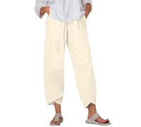 TOFOTL Pantalon Fuseau Femme Habillé Fitness avec Poche Molleton Haute Push Up Tailleurs-Pantalons Detente Sudation D'Elephant Magique Vichy Lin Patte Cuir Jogging Large Beige L