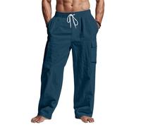 TOFOTL Pantalon Stretch Homme Japonais Mode Uni Pants Baggy en Lin Jogging De Travail Taille Elastique Ete Large Lin D'intérieur Pantalon Homme Travail Travail Fluide Commandes en Cours XL