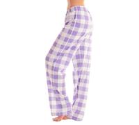 TOFOTL Pijamas Femme Coton Pyjama Carreaux Assorti Pantalon Velours Cotele en Velours Doux Hiver Pyjama en Coton Ecossais Grande Taille Polaire Pantalon Femme Violet Clair M