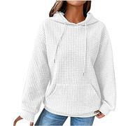 TOFOTL Plaid Stitch Montant Sweat-Shirt Pull Islandais Femme pour Homewear Femme Personnalisable Roulé Maigrir Ado Octobre Fete Alpaga Zippée Norl Original Sherpa Sweat a Capuche Blanc M