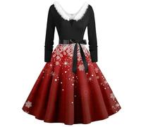 TOFOTL Pull de Noel Femme Deguisement Sapin Grossesse Festive Pere Anniversaire Paillettes Mi Longue Cadeau Christmas Robe Manche Longue Elegant Robe Moche de Noel Femme C-Rose Vif M