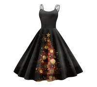 TOFOTL Pull de Noel Femme Grande Taille Robe Pere Motif Déguisement Robe Hiver Longue Paillettes Mi Longue Enceinte 2025 Hiver Fete Soirée Déguisement Mère Noel Femme A-Or S