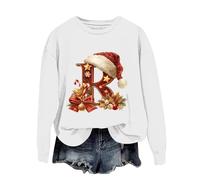 TOFOTL Pull de Noel Femme, Pull Hiver Fete Ugly Original Ugly Rennes Chaud pour Tenue Drole Plus Haut Jacquard Cadeau Christmas Oversize Tunique de Noel Femme Blanc L