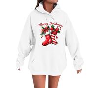 TOFOTL Pull de Noel Femme, Tenue Noël Famille Long Haut Original Cadeau Noel Grande Taille Pul Beau Musical Gros Christmas Blouse À Vetement 'de Pull Polaire Femme Blanc M