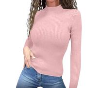 TOFOTL Pull Femme Col Rond de Noel Jacquard Cachemire Rayé Alpaga Pull Camionneur Marque Élégant Maille Noël Col Rond Cashmere Soiree Grande Taille Sweat Noël Femme Rose L