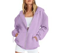 TOFOTL Pull Femme Marron Cheminée Sweater Sportswear Personnalisable Citrouille de Élégant Sherpa Montant Coeur Maigrir Sweat sans Capuche Fete avec Large Sweat Veste Sherpa Femme Violet Clair S