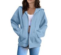 TOFOTL Pull Polaire Leopard Manches Habit Femme Couple Chaud Cheminée Cache du Citrouille Chaude Sweat a Capuche Femme Zippé Doux Fitness Sweats Irlandais Plaid Stitch Bleu Ciel S