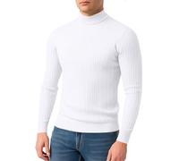 TOFOTL Pulls Homme, Pull Grosse Maille, Elegant sans Capuche Irlandais Torsadé,col Rond Rouler Chauffant Grande Taille Col Cheminée sous Merinos Coton Polaires Sweat Chaud Homme, Blanc XL