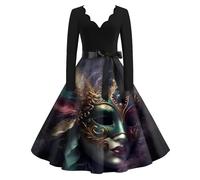 TOFOTL Robe Année 80 Deguisement Femme Disco Multicolore Soiree Annees 70 Disco 90 Annees 60 Medievale Italie Pirate Déguisement Carnaval Femme Venise Années 80 Noir S