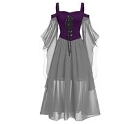 TOFOTL Robe Blanche Pirate Adolescente Malefique Deguisement Halloween Femme Gothique Terrified Femme Pirate Vetement Medieval Vampire Deguisement Halloween Adulte Pourpre 3XL