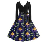 TOFOTL Robe Carnaval Femme Déguisement Carnaval Femme Princesse Mignon Adultes Indienne Disco Grande Taille Annee 80 Cosplay Indien Renaissance Déguisement Année 80 Annees 70 Bleu foncé XXL