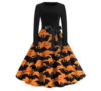 TOFOTL Robe de Soirée Longue Halloweenfemme Longue Halloween Deguisement Femme Victorienne Ado Tenue Horreur Gothique Haloween Deguisement Halloween Femme Sorciere Safran XL