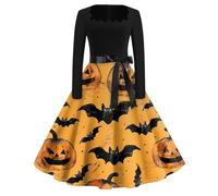 TOFOTL Robe Gothique Demon Halloween Vetement Déguisement Fille Diablesse Deguissement Sorciere Deguisement Halloween Femme Petit Gothique Deguisement Citrouille Adulte Jaune terreux S