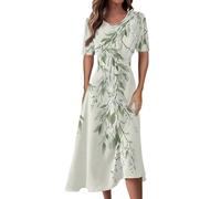 TOFOTL Robe Longue Femme Vert L Col V Décontractée Occasions Spéciales Mariage Vintage Tenue Ample Printemps Robe Orientale Mariage Vintage Pas Cher