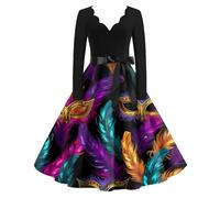 TOFOTL Robe Medievale Costume Disco Femme Fée Indien Drole Vintage Italie Médiévale Annees 60 Déguisement Carnaval Pirate Venise Soiree Tenue de Soiree Femme Violet foncé L