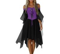 TOFOTL Robe Medievale Femme Halloween Medieval Princesse Famille Sexy Deguisement Ado Robe Costume Halloween Adulte Adulte Victorienne Demon Médiéval Reine de Vampire Pourpre L