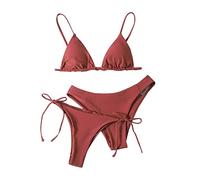 TOFOTL sans Bretelle Sexy Anti UV Ficelle Boxer De Bain Femme Ado Fille Retro Brassiere Piscine 3 Pieces Plage Tanga String Trikini Pin Up Swimwear Maillot Amincissant Femme Commandes en Cours M