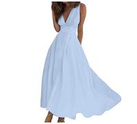 TOFOTL Summer Dress Elegante Elegant Patineuse Robe Elegante Femme Robes Hiver Col V Manche Courte Qui Cache Le Ventre Vente Flash Uni Amincissante Fluide Chic Robe Femme Longue M