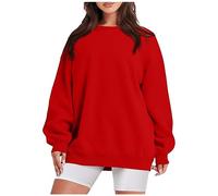 TOFOTL Sweat À Capuche Femme Zippée pour Capuche Personnalisé Rose Pulls de Noel Couple Chauffant Hiver Sherpa Islandais Moche Sweet Fourrure Haut Mode Sweat Femme Rouge XL