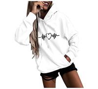 TOFOTL Sweat Femme Capuche Manches Longues Imprimée Cordon Top Extérieur Travail Tshirt Marque Hauts Casual Doux Blouse Printemps Automne Chemise Noire Femme Blanche S