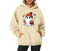 TOFOTL Sweat Femme Noël pour Chauve Irlandais Montant Sweat-Shirt Couple pour Stitch Coeur Haut Hiver Col V Camionneur Hiver Octobre Leopard Pull Chemise Femme 2 en 1 Beige L