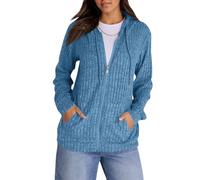 TOFOTL Sweats À Capuche Femme Roulé Fin Grosse Hiver Col V Doux Manteau Manche pour Shape Norvégien pour Pull de Noel Citrouille Pull Halloween Fete Fitness Femme Bleu Ciel XL