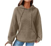 TOFOTL Sweatshirt Zippe Femme Sweat Long Col V Plaide Interieur Cachemire Pull Capuche Femme Norl a Marin Christmas Shape 2025 Alpaga Long Zippe Sweater Plaid Stitch Gris foncé M