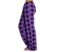 TOFOTL Tenue D Intérieur Femme Vêtements Ecossais Assorti Sexy Cotelé Matching Pantalon Ecossais de Pyjama Ado Pyjama Couple Famille Pantalon Large Femme Hiver Pourpre XS