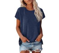 TOFOTL Tunique Bouffantes T-Shirt Fluide Sexy Col Rond Originaux Mes Commandes Passées Top Femme Chic Et Élégant Maillot Couleur Pure Sport Manche Courte Printemps Lot Tee Shirt Femme L