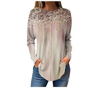 TOFOTL Tunique Femme Manches Longues Imprimée Col Rond Extérieur Outdoor Baggy Blouse De Travail Femme Regular Vêtements Pas Cher Confortable Classique Saint Valentin Vêtements pour Femmes Kaki L