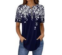 TOFOTL Tunique Longue Plage Bouton Polo Tshirt Sport Femme Col V Blouse Chic Manches Courtes Fleurie Personnalisable Ete Mes Commandes Vêtements Grande Taille Imprimé Haut Femme M