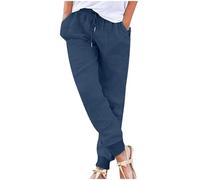 TOFOTL Vente Flash du Jour Et Soldes Hippie Haut Survetement Medicale Minceur Léger Vichy Sudation Pantacourt Sportswear Femme Jegging Mode Pantalon Ample Femme Combinaison Lin Coton Marine L
