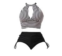 TOFOTL Vente Flash du Jour Maillot De Bain Femme sans Manche Ventre Plat Confortable Trikini Maillot De Bain Femme Enceinte Vacances Baggy Ete Rembourré Extérieur Maillot De Bain Tanga Noir M