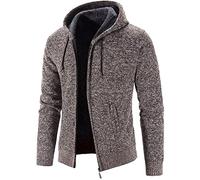 TOFOTL Veste Chauffante Homme à Capuche Chaud Marque à Cordon Poches Zippé Tunique Pulls, Gilets et Sweats Sport Vintage Casuals Mode Veste Homme Pas Cher Halloween Automne Hiver Café L